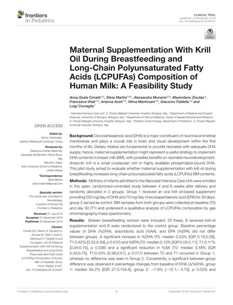 Maternal Supplementation With Krill Oil During Breastfeeding and .